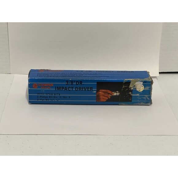NOS Champion 3/8" Impact Driver With Red Metal Case & 4 Bits VTG Taiwain M-0708B - Picture 1 of 14